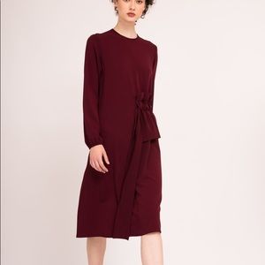 MIDI DRESS WITH SIDE DRAWSTRING WAIST DETAIL